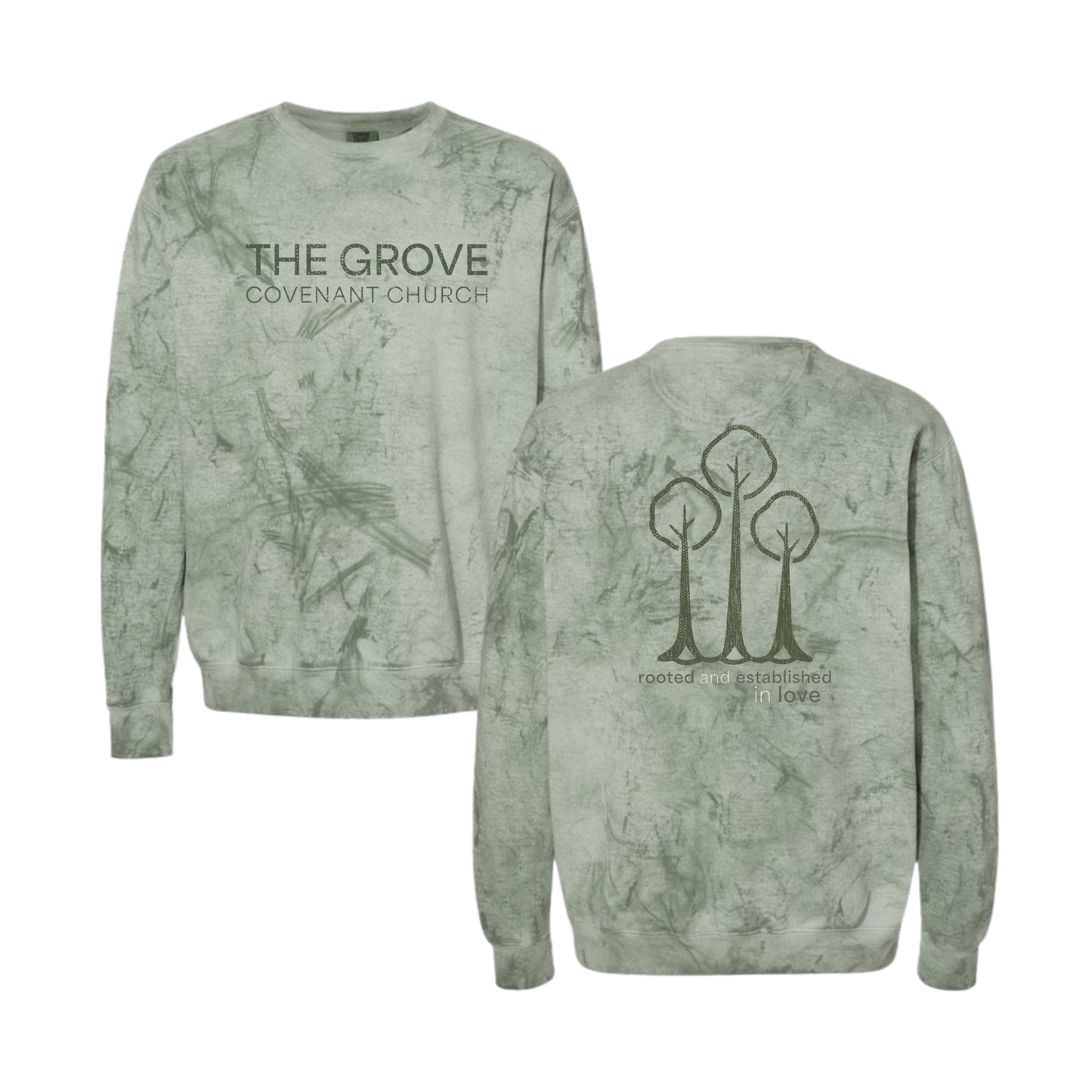 Rooted in Love – Comfort Colors Colorblast Crewneck | The Grove Covenant Church