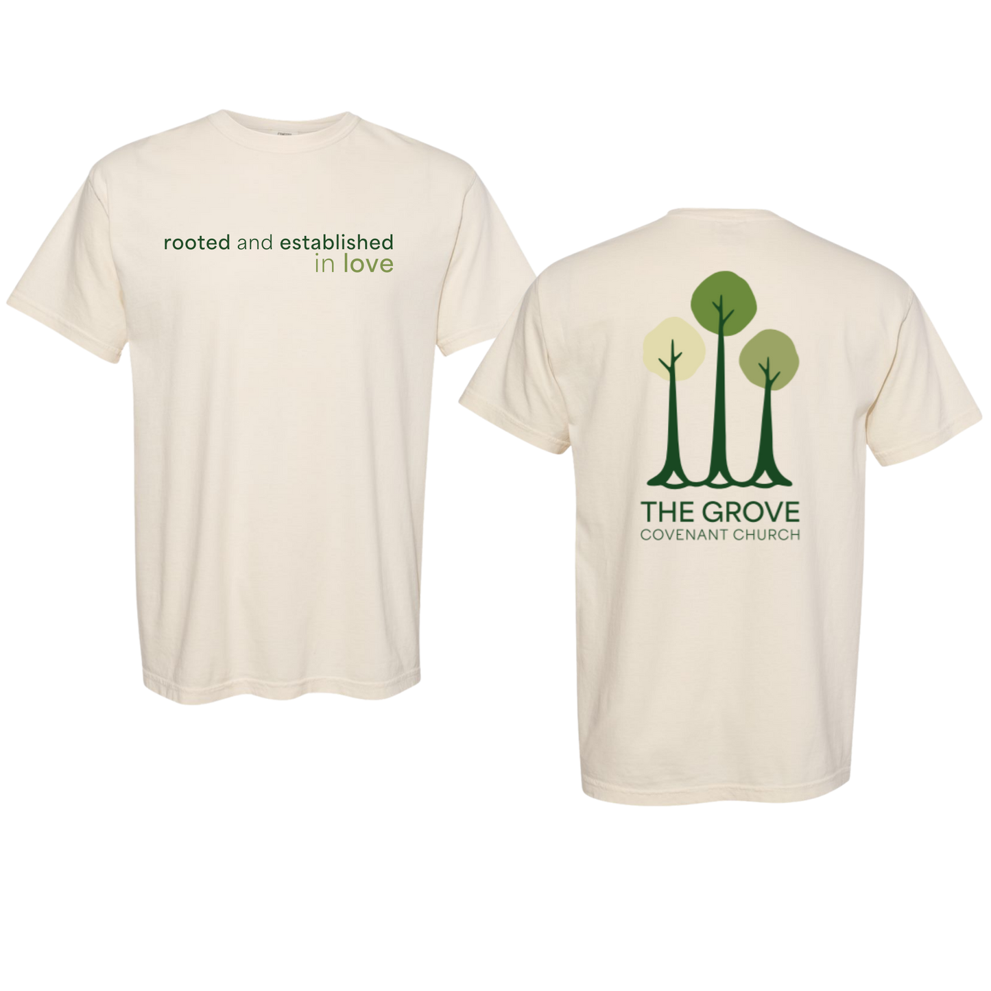 Comfort Colors® Rooted & Established in Love Christian T-Shirt | Ephesians 3:17 Faith Tee